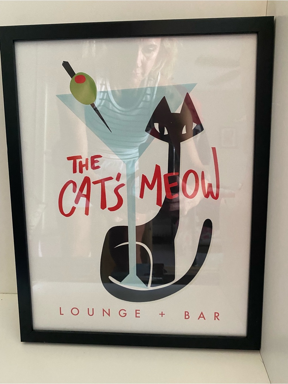 Sapna Shah The Cats Meow Lounge Bar Framed Art Print Mid Century Retro Cat Wall